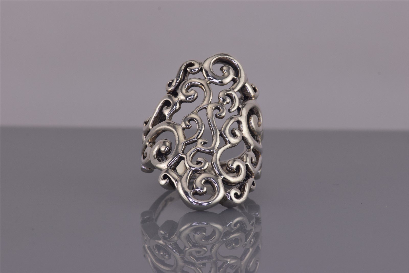 Sterling Silver 30mm Open Swirled Scrolling Band Ring 9g 925 Sz: 6