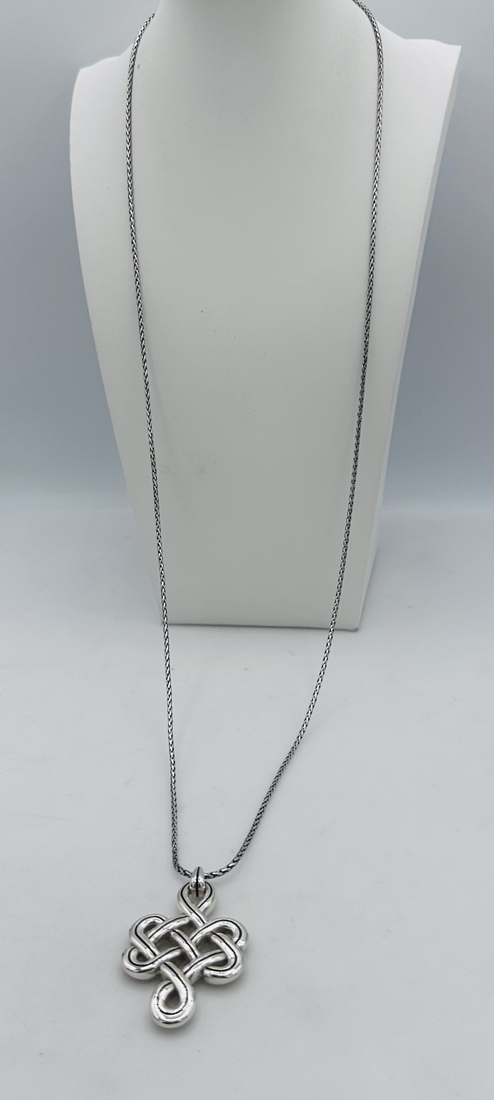 Brighton Celtic Endless Knot Pendant Necklace Adjustable Silver Interlock Chain