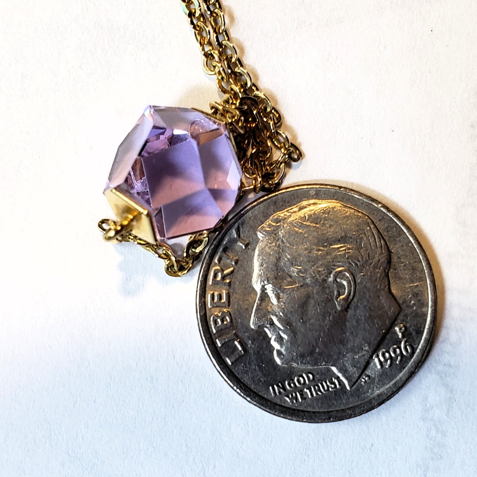 Swarovski “Nutshell Design Collection” Violet Hue Geometric Crystal Necklace