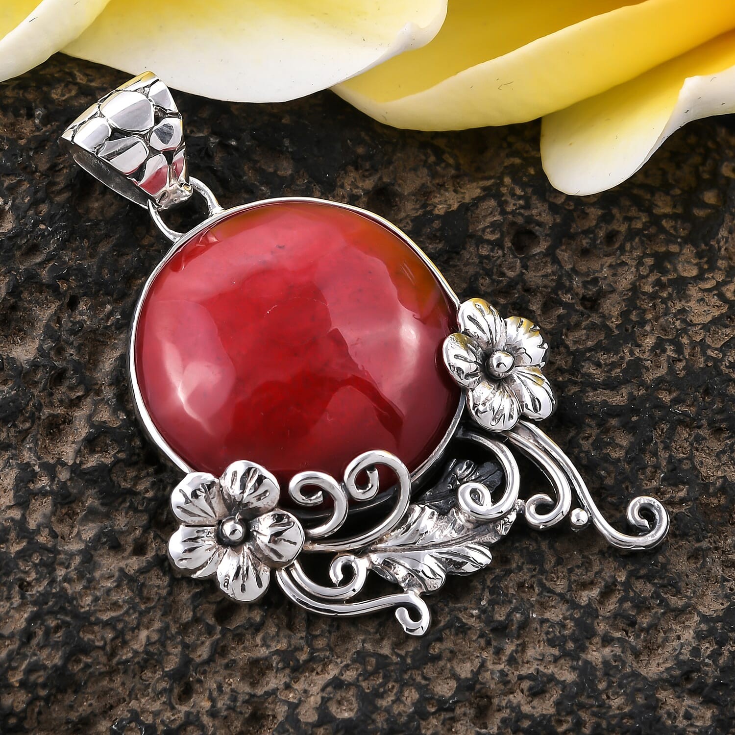 Sponge Coral Pendant without Chain in Sterling Silver