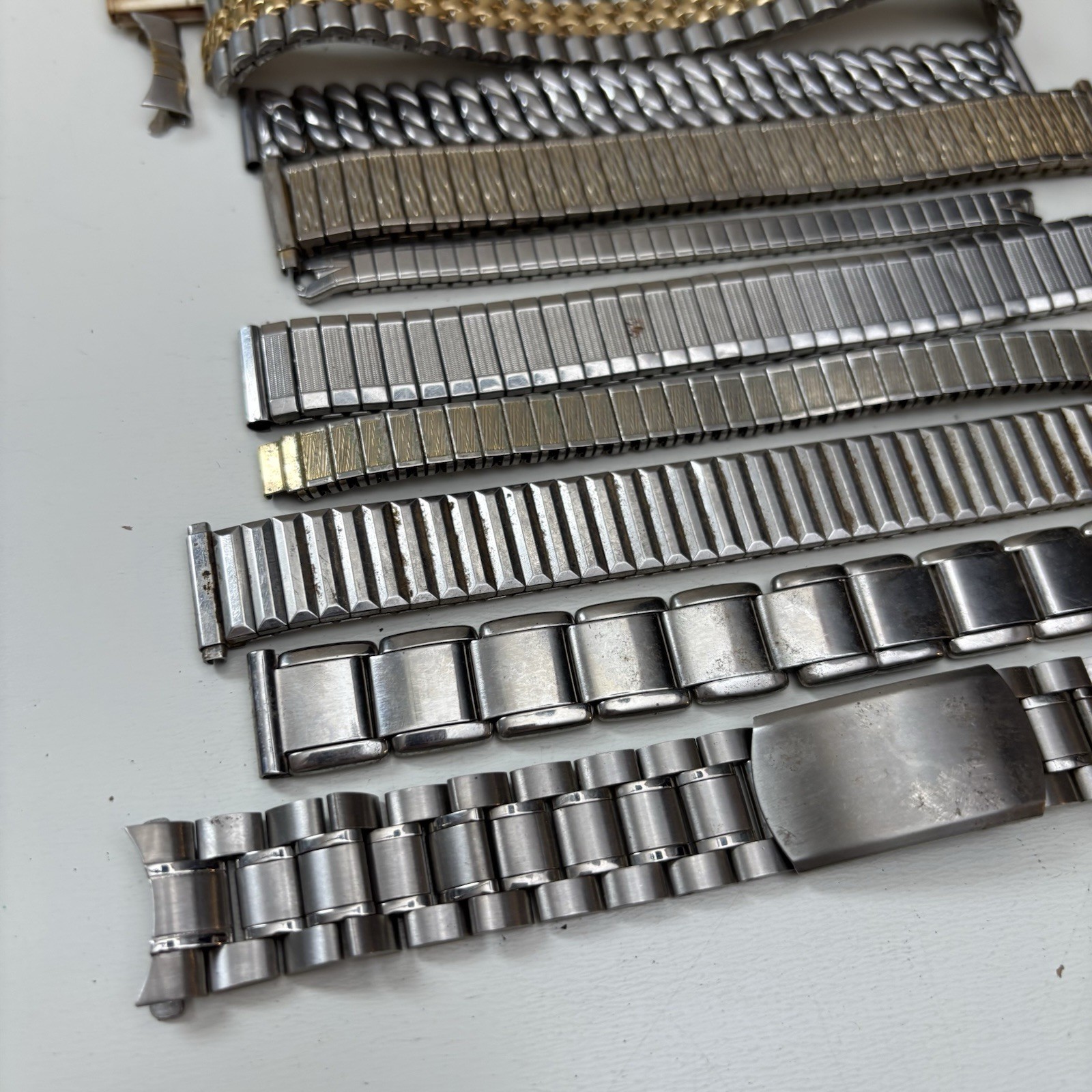 Vintage Junk Stainless Wrist Watch Bands Lot Parts Expansion Speidel & More