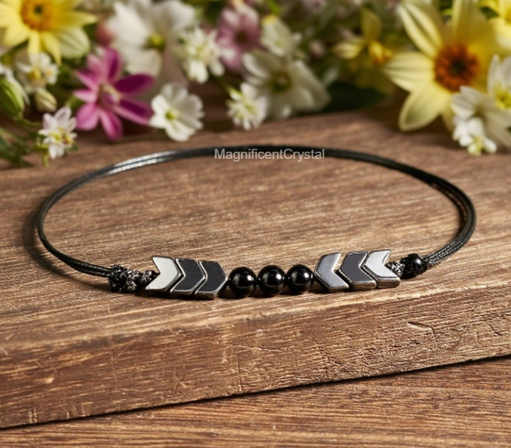 Protection Hematite Beaded Anklet Hematite Stone Bracelet Healing Crystal Gift