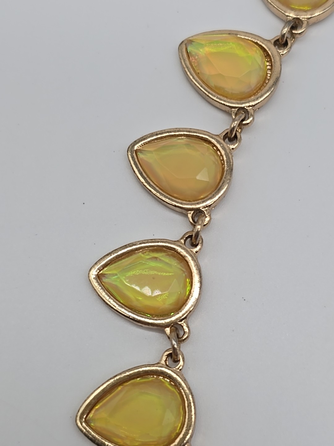 Everyday Wear Yellow Teardrop Statement Necklace and Coordinating Earrings Set