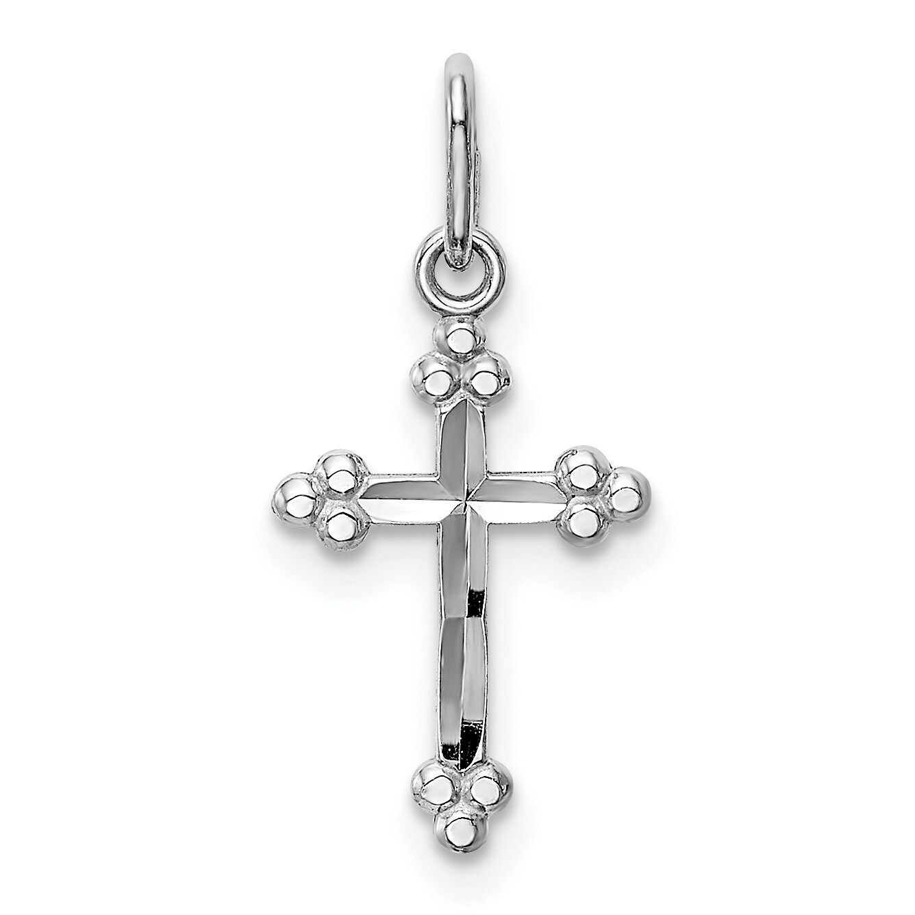 14k Gold Polished D/C Small Budded Cross Charm K6245