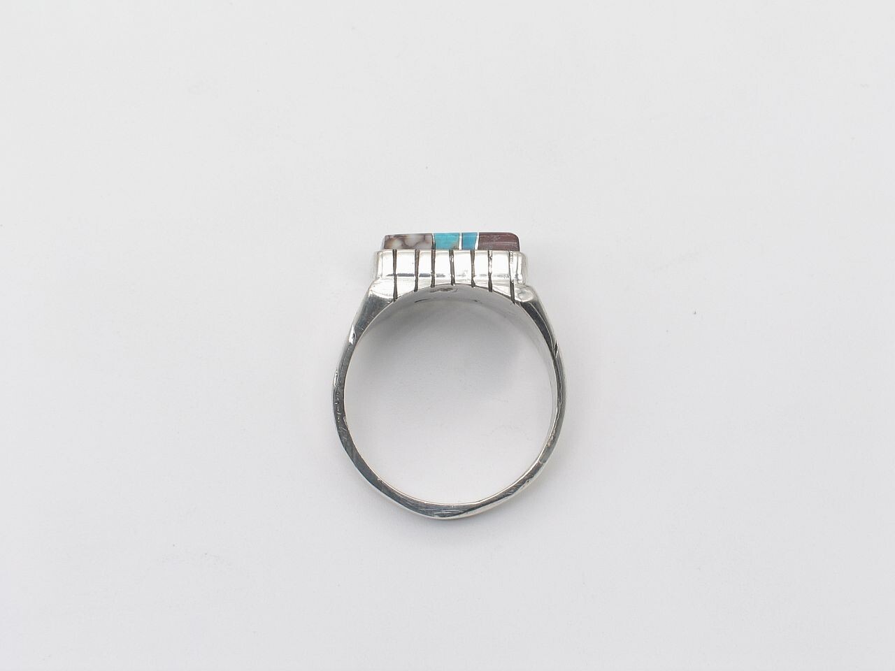 Native American Navajo Handmade Sterling Silver Multi-Stone Ring Size 11.5