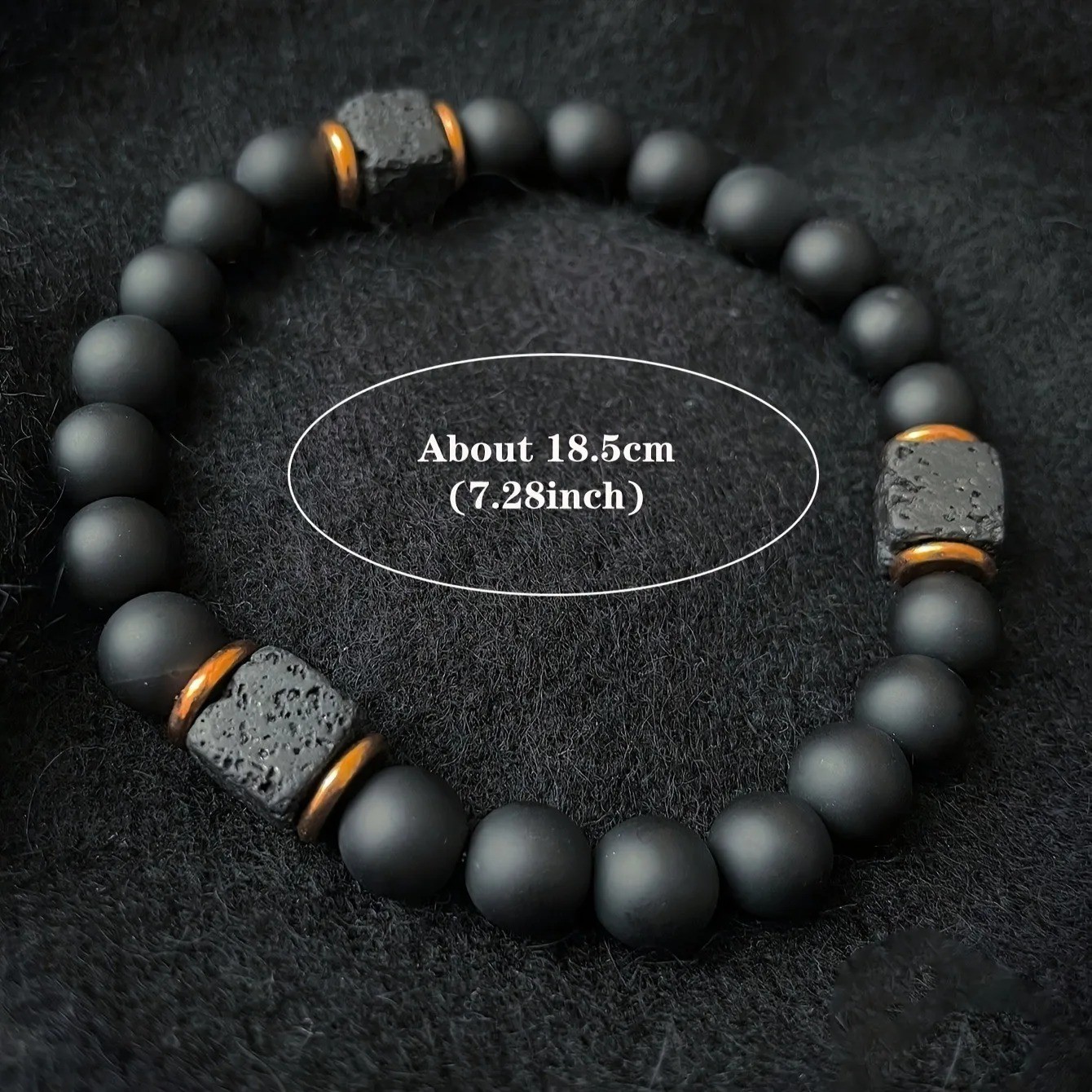 Elastic Volcanic Stone Bracelet Square Agate Jewelry Modern Men Magnetic Therapy