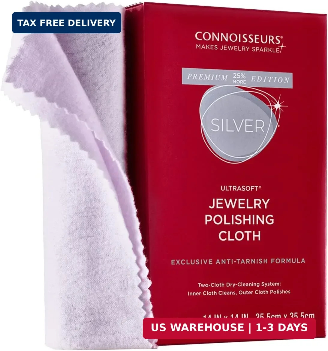 CONNOISSEURS – Extra Large Polishing Cloth – 14×14 Inches | Premium Edition – fo