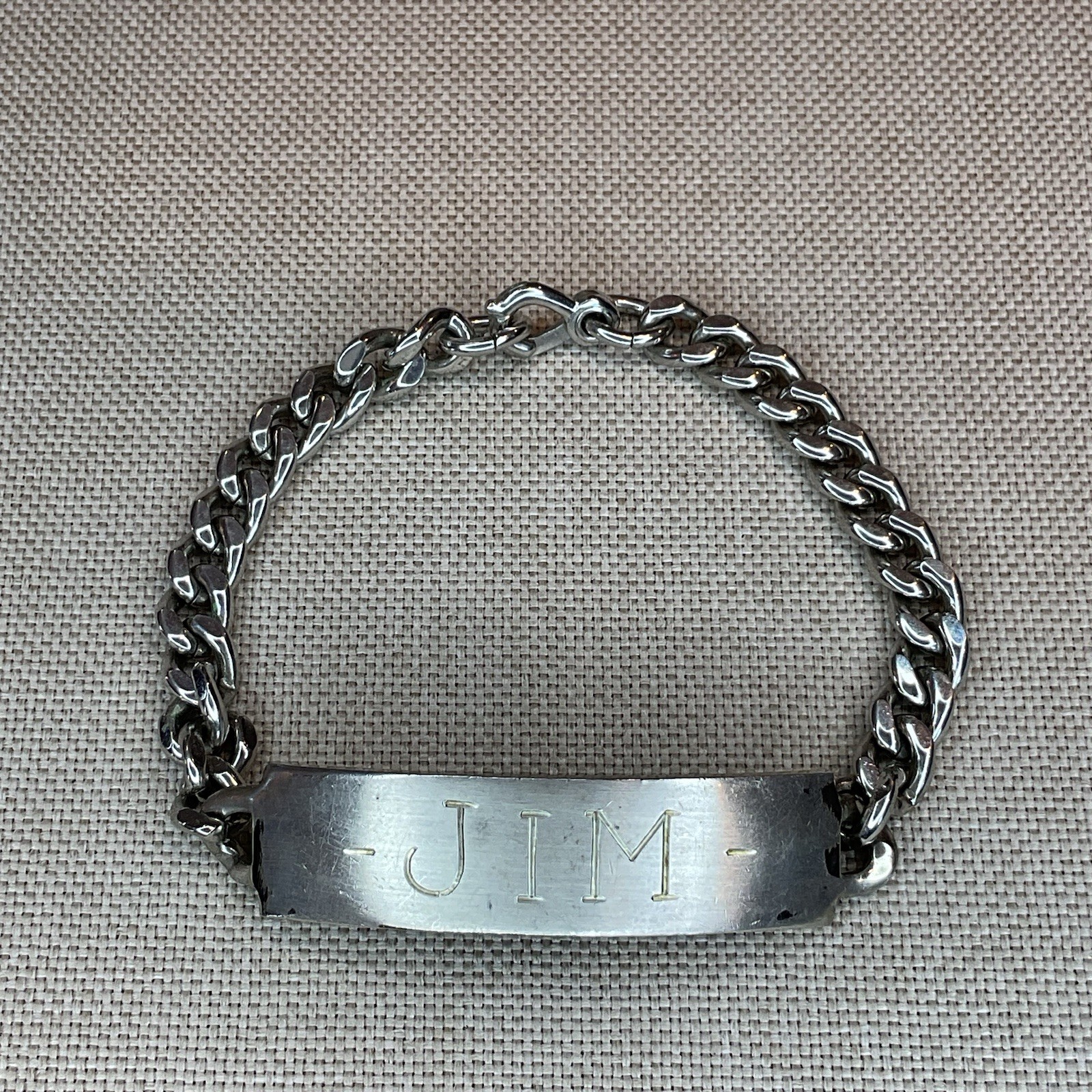 Vintage Marked Sterling Signed Elco ID Bracelet 34g Engraved Jim Always Jo