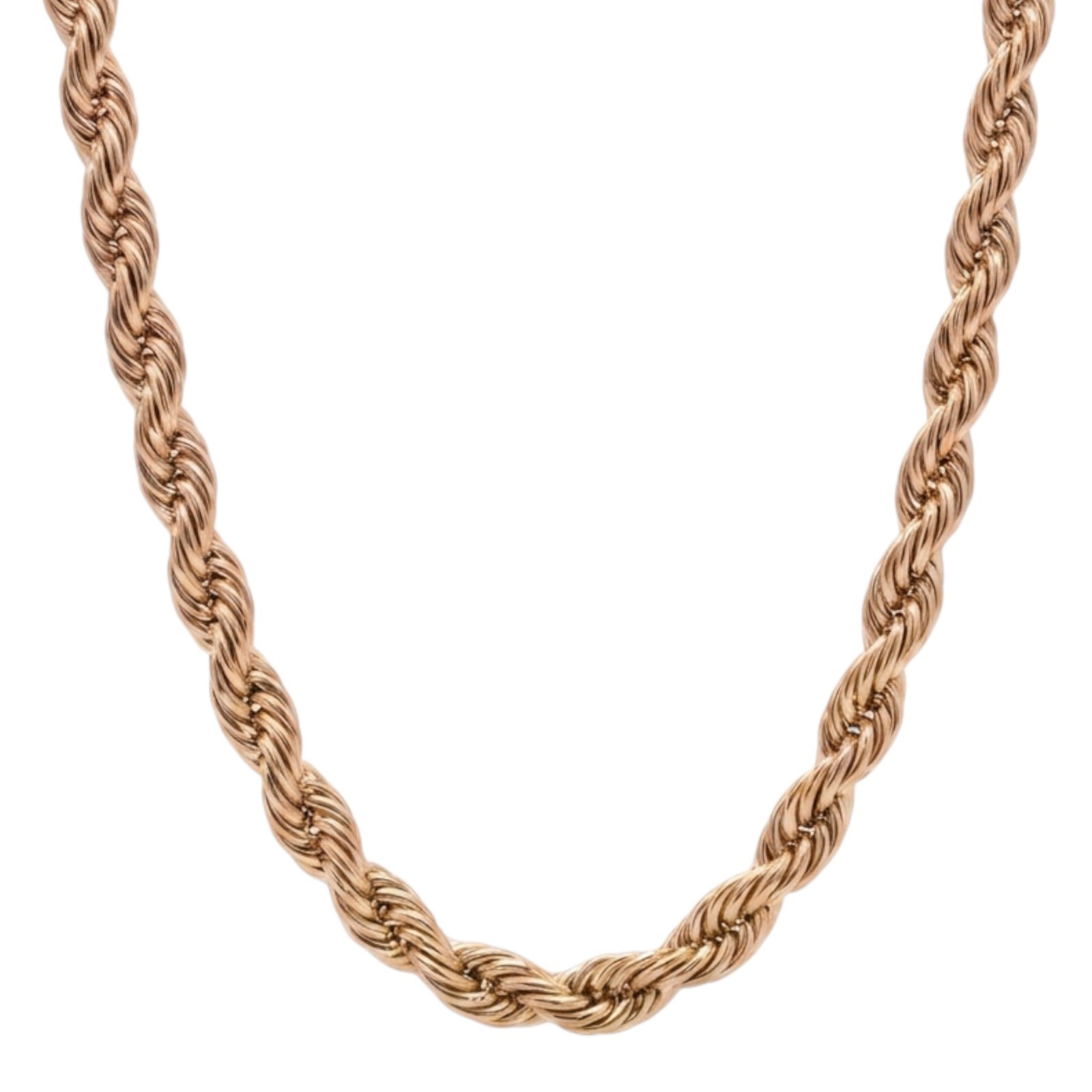 6mm Rose Gold Plated Stainless Steel Rope Link Chain Necklace Men Women 18-30″