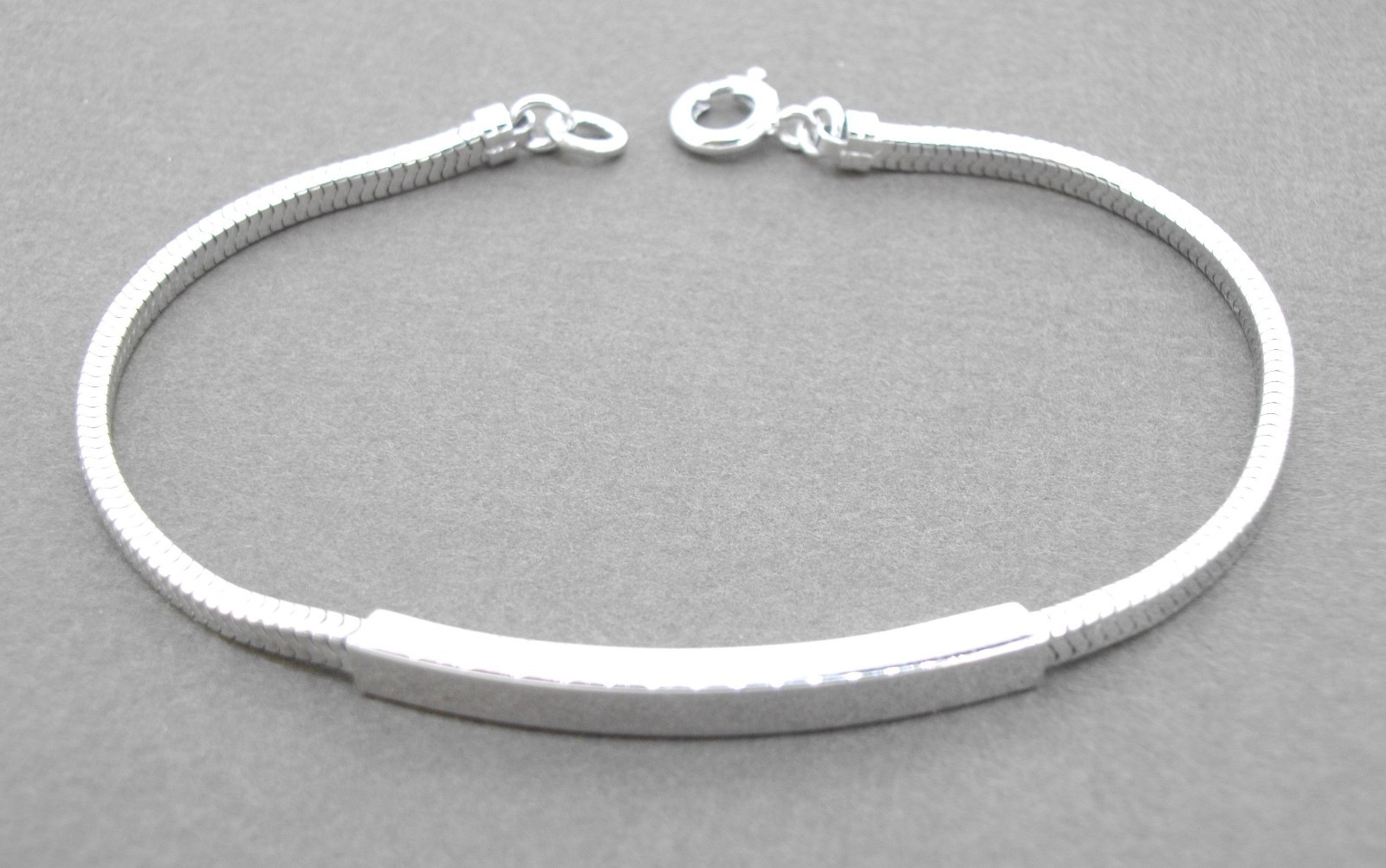 Bracelet Sterling silver ID identification square snake chain 7 inch