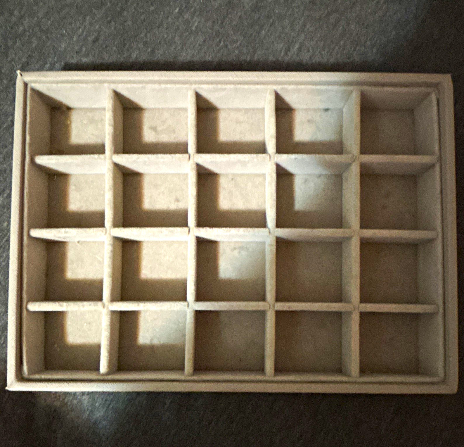 Beige Velvet Jewelry Organizer Tray, Lined Compartments, Rings & Earrings, 25+