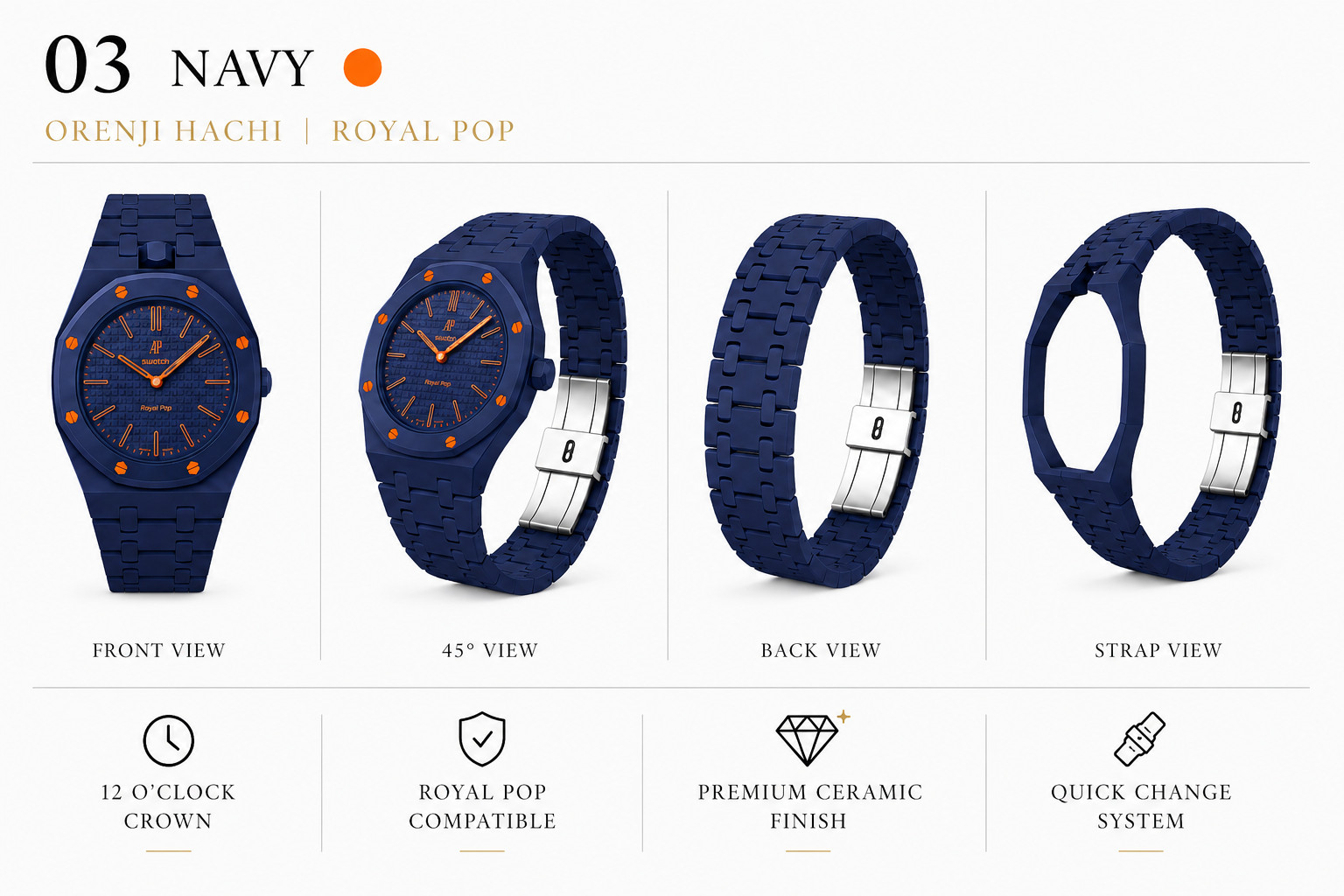 Ceramic Watch Strap Case Kit Compatible with Swatch AP Royal Pop Bioceramic Band