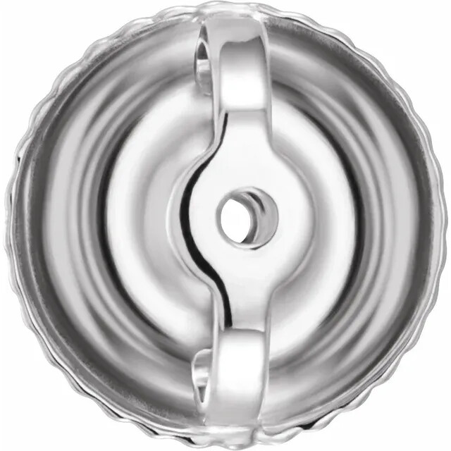 14K White Gold Round Pre-Notched Stud Earring Mount Setting Threaded 1 Piece