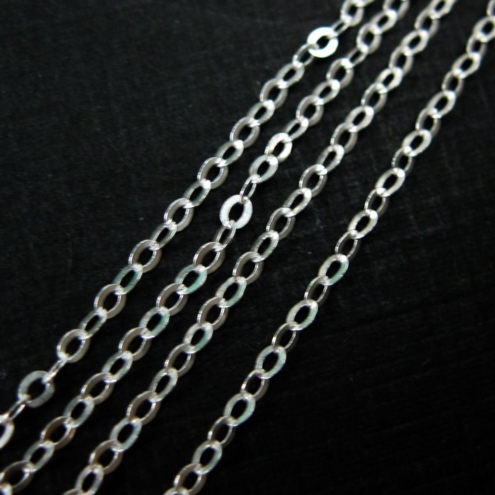 Sterling Silver Flat Cable Oval Chain 2mm Bulk Lots By The Foot Italian Chain