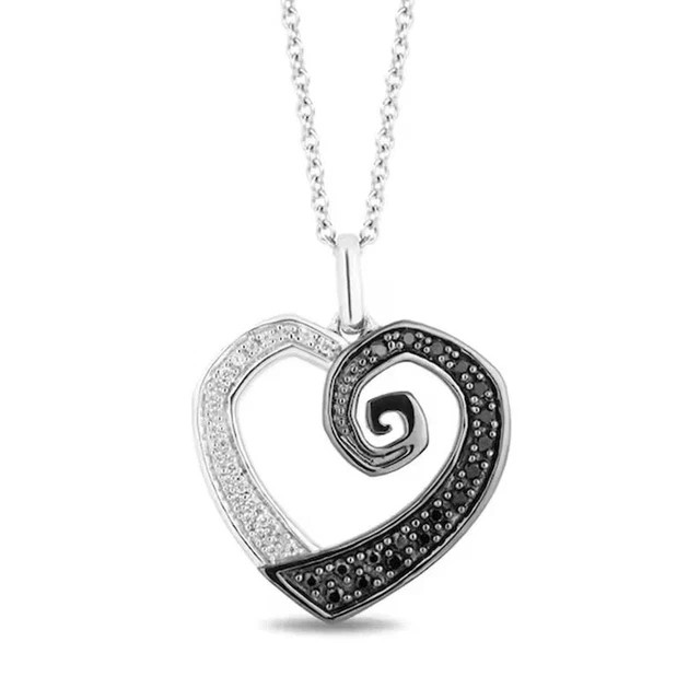 Nightmare Before Christmas Necklace Lab Created Diamond 14K White Gold Plated