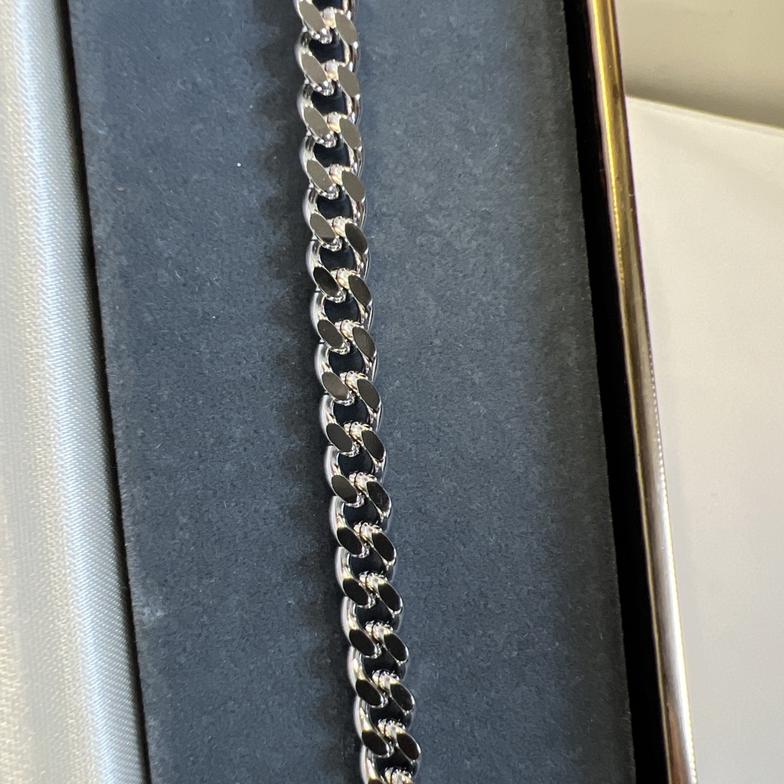 Vintage Speidel Link ID Bracelet Rhodium Finish USA Engravable New In Box