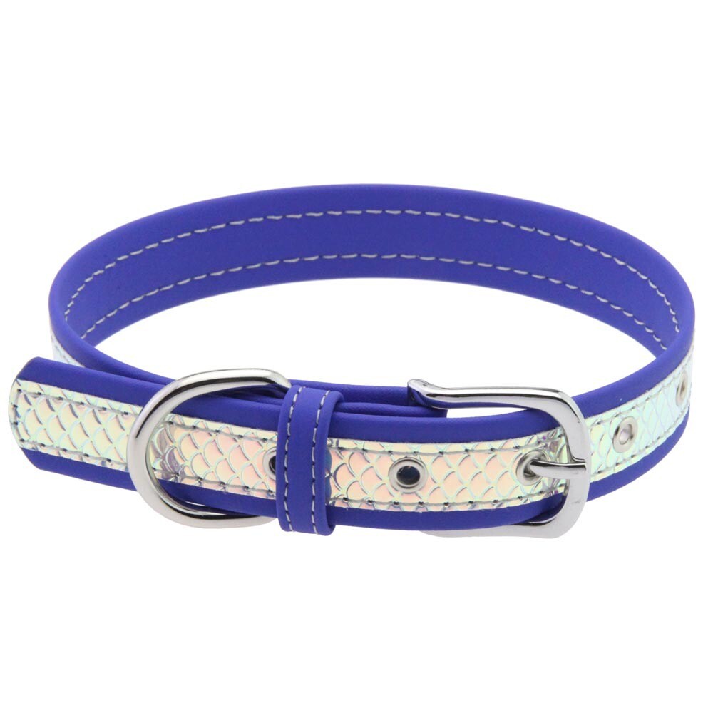 Double Color Splicing Sequined Fish Scale Leather Choker Collar Necklace Chain