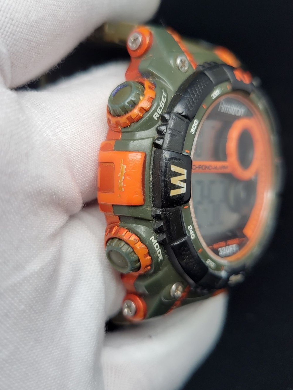 Armitron Digital Sport Watch in Olive Green & Orange