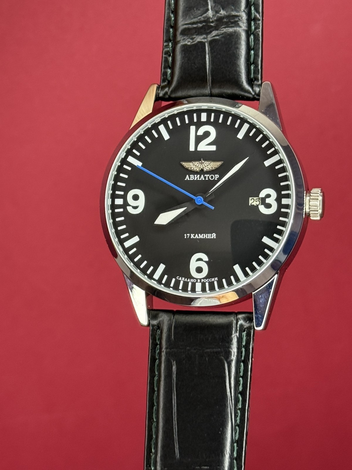 Watch Mechanical Raketa Aviator Black Pilot Vintage USSR Wrist Soviet Men’s Date