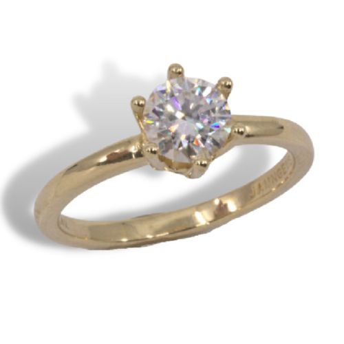 (4mm – 6.5mm) Round 6-Prong Sterling .925 Ring Setting (Ring Size 5,6,7, 8 )