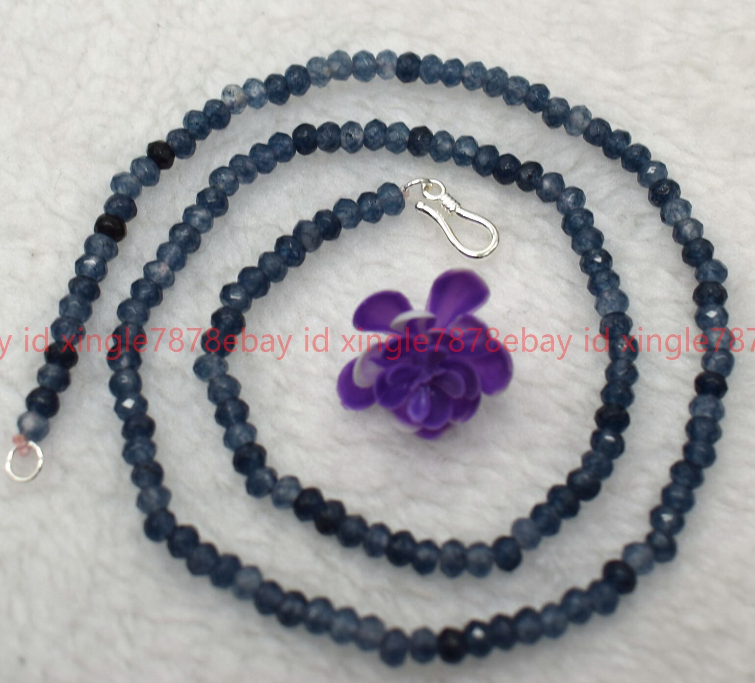 Natural 2x4mm Faceted Blue Apatite Rondelle Gemstone Beaded Necklace 16-28in