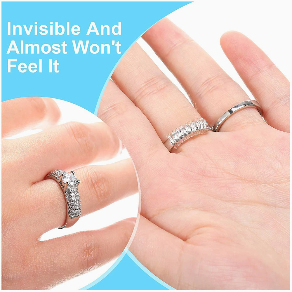 16Pcs Clear Ring Sizer Jewelry Ring Size Adjuster Invisible Fit Reducer Guard US