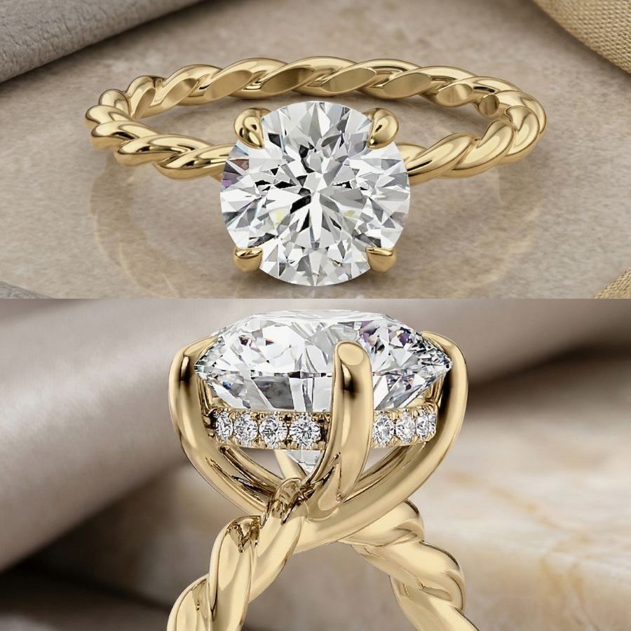 2.00 Ct Round-Cut VS1 Lab Grown Diamond Wedding Engagement Ring 14k Yellow Gold