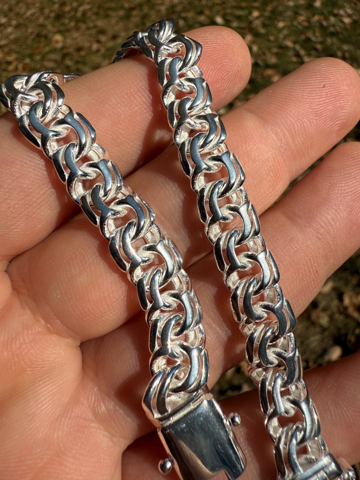 Real 925 Sterling Silver Handmade 9mm Bismark Garibaldi Chino Bracelet Mens