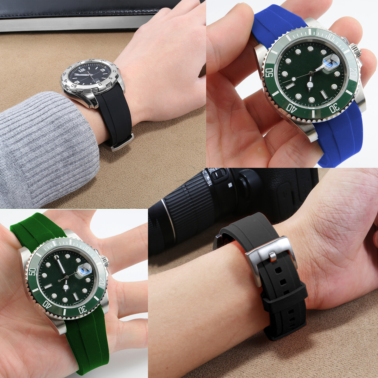 20 22mm Rubber Watch Band Premium Silicone Universal Curved Ends Rubber Strap