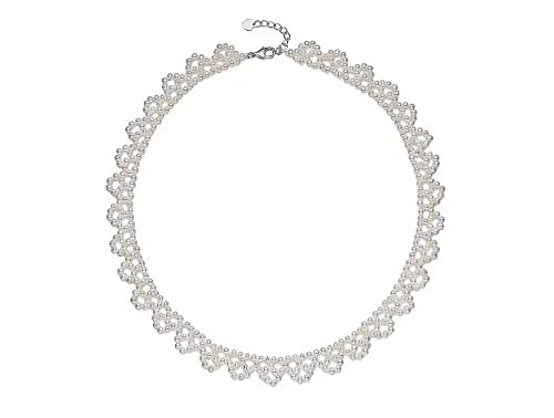 Wedding White Freshwater Pearl Choker Necklace AAAA 15″-16″ Silver Extender