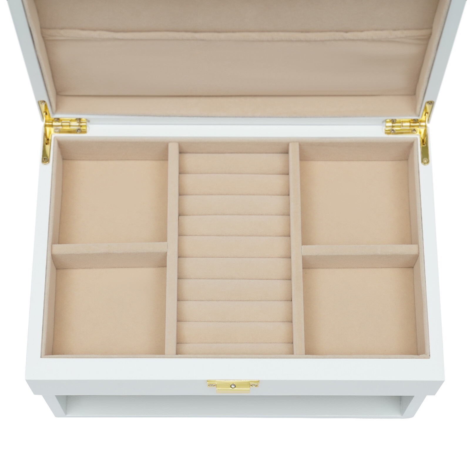 Jewelry Storage Box W/ Safe Lock 3 Layers Large Capacity Organizer with 2 Drawer