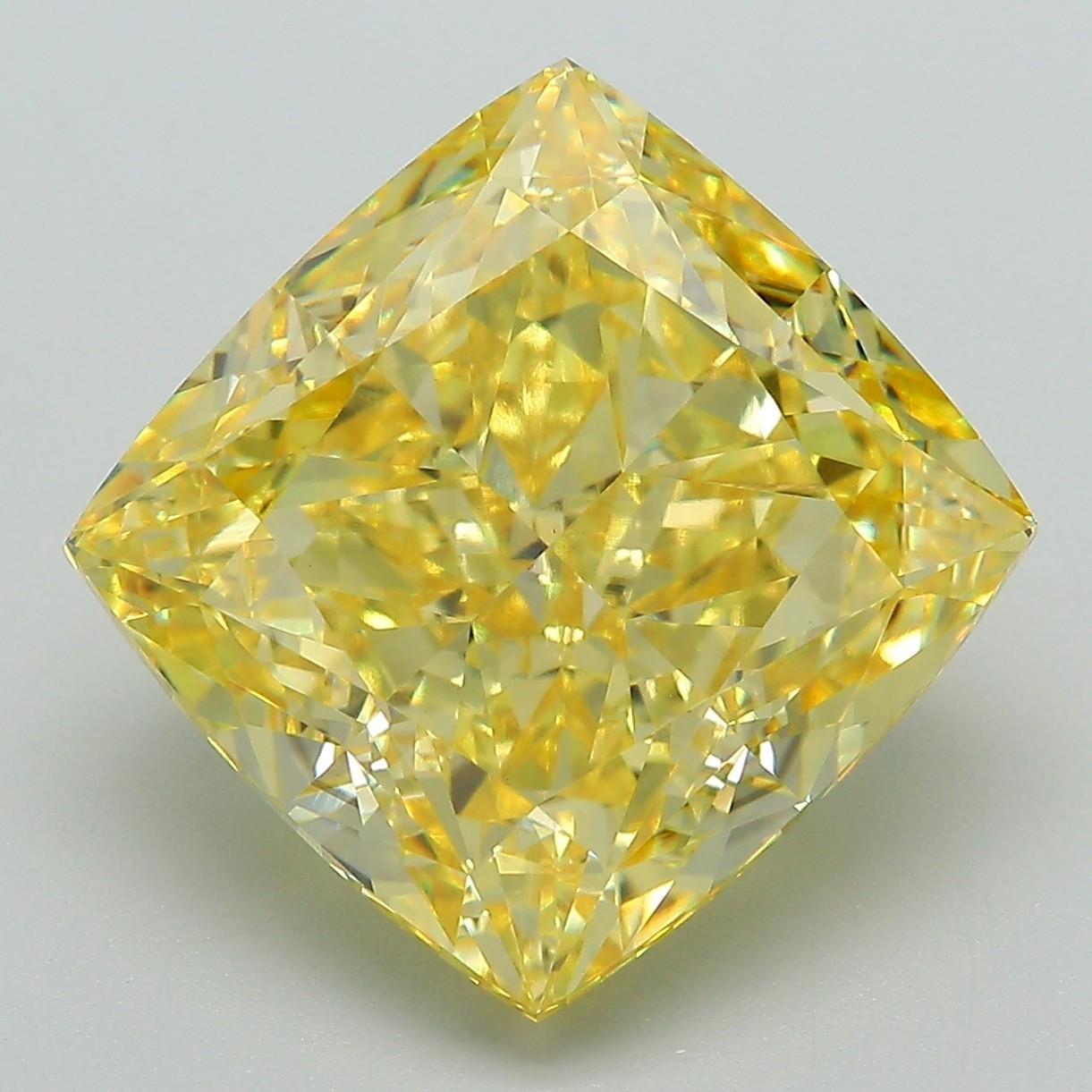 Lab Grown 10.39 Ct CUSHION Fancy Vivid Yellow VS1 IGI Certified CVD Diamond