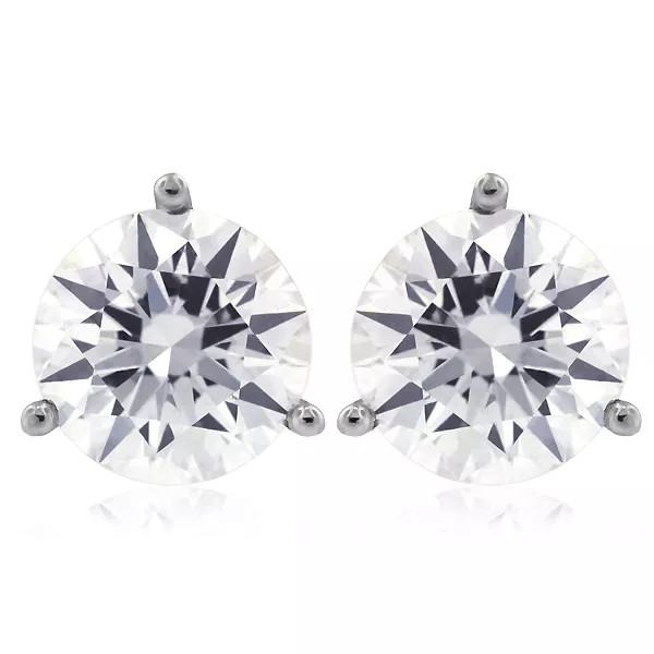 Solid 14K White Gold Stud Earrings Classic 1.11 CT Round Natural Diamond F SI1