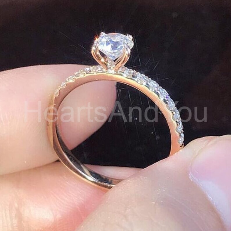 1.7ct Round Cut Moissanite Solitaire with Accents Ring 14k Yellow Gold Plated