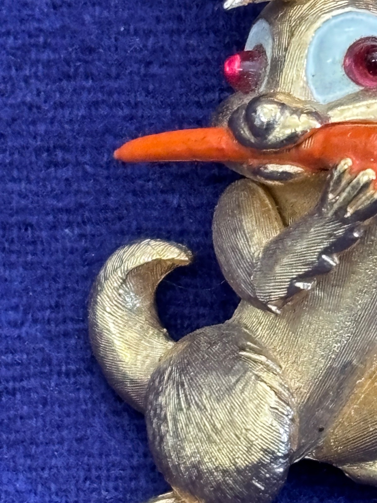 RARE SIGNED BOUCHER EASTER BUNNY RABBIT WITH ENAMEL GLASS EYES COSTUME JEWLERY