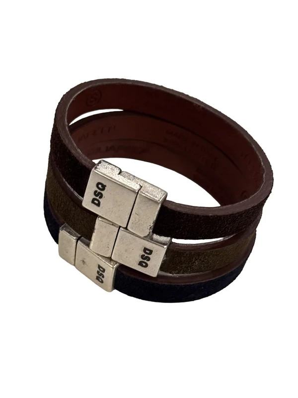 Dsquared2 Men’s Brown Leather Velour Bracelet – Made in Italy – New
