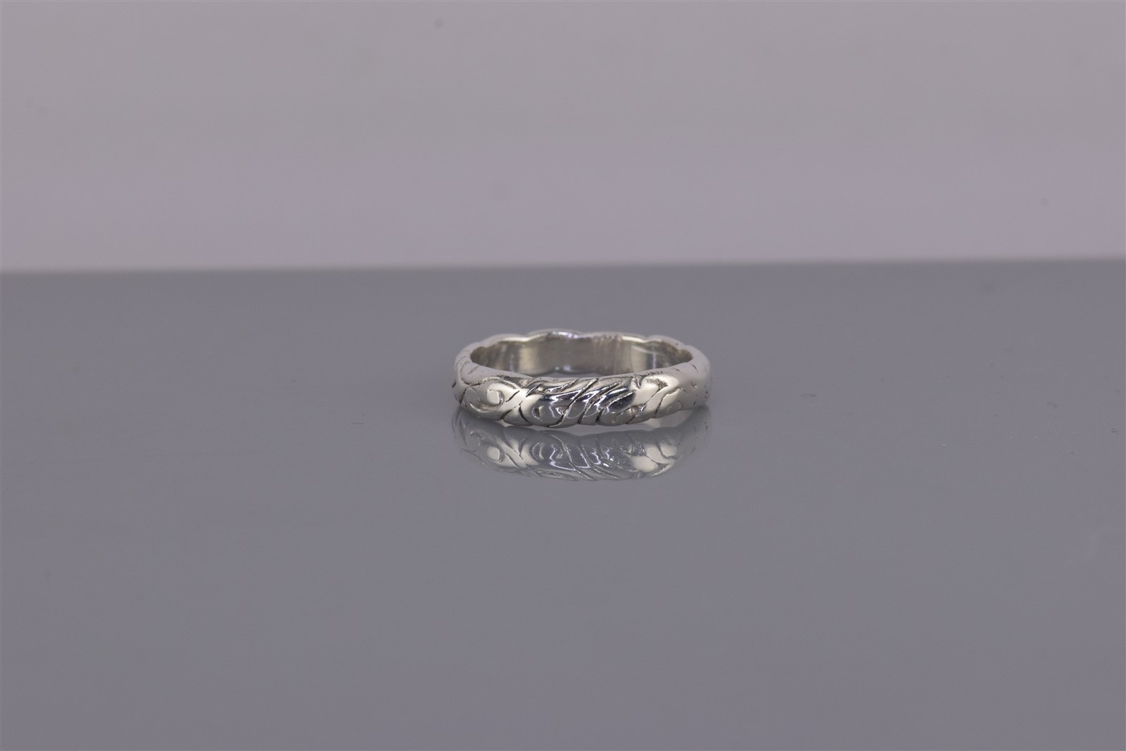 Sterling Silver 3.5mm Carved Scrolled Eternity Solid Band Ring 925 Sz: 5