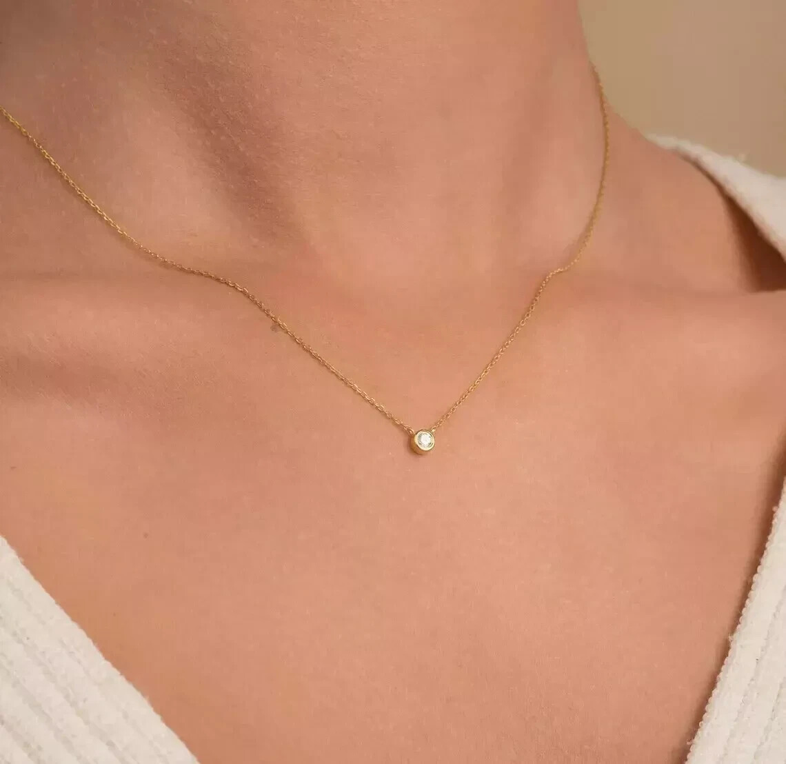 14k Yellow Gold Plated 2 Ct Bezel Set Solitaire Moissanite Pendant