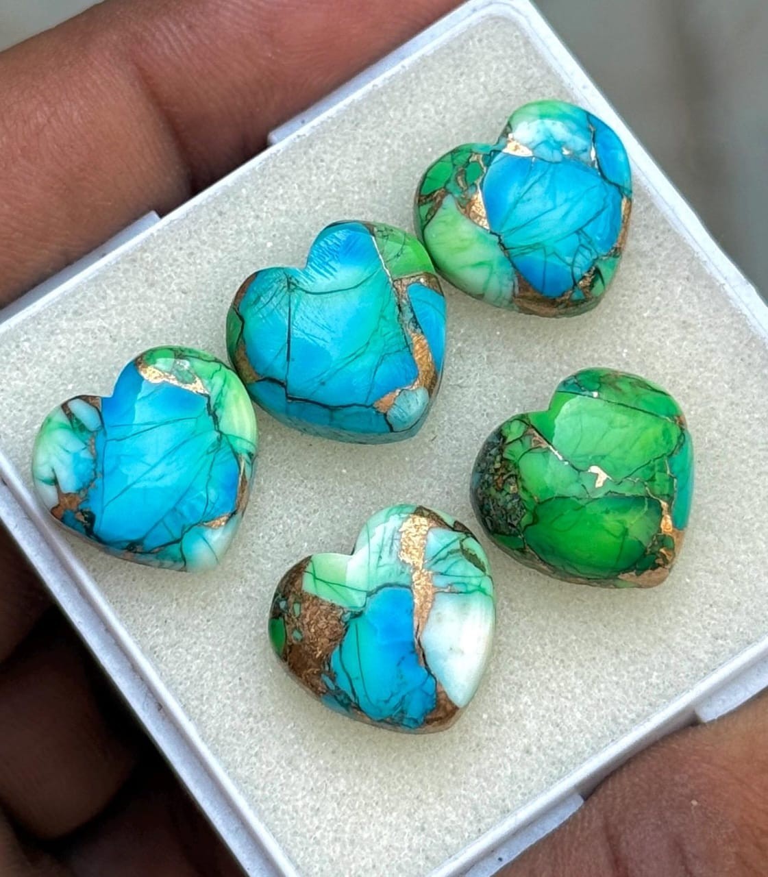 AA++ Oyster Copper Turquoise Heart Shape Cabochon Loose Gemstone Wholesale Lot
