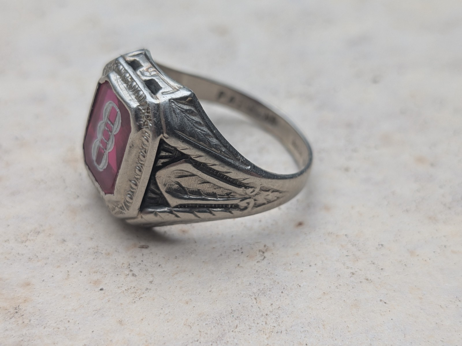 Odd Fellows Vintage Art Deco Signet Ring 10k Solid White Gold 4.27g, Size 8.5