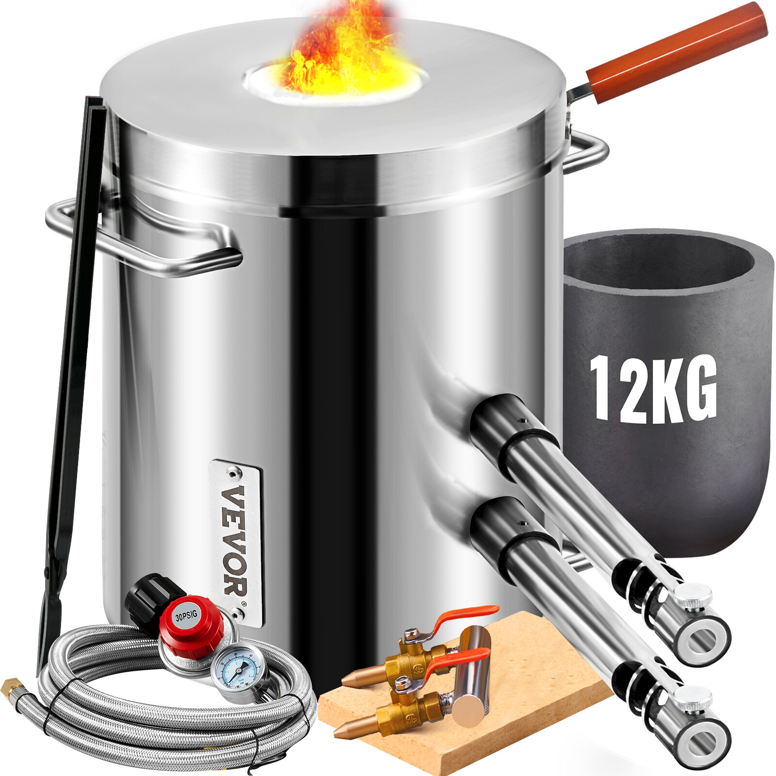 VEVOR 12KG Propane Melting Furnace Gas Metal Forge Double Burners 2700℉