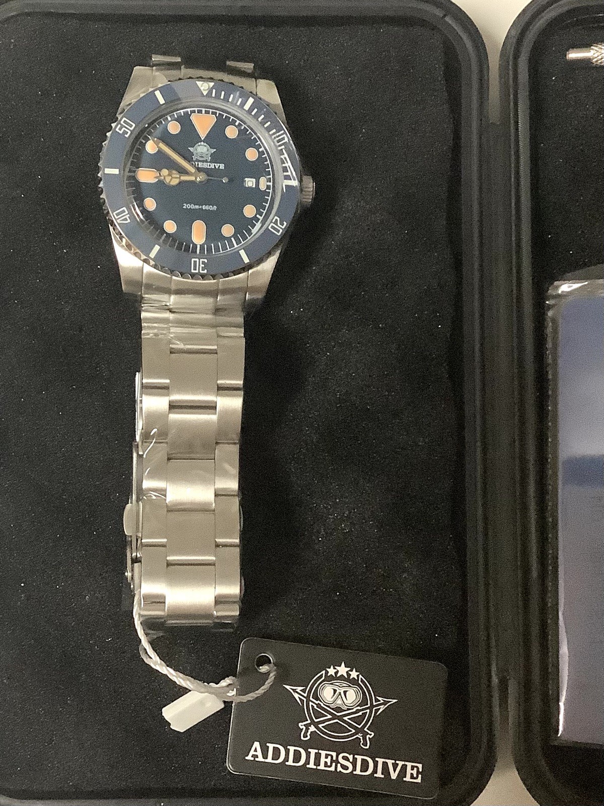 NEW 39MM ADDIESDIVE AD2501 DIVING WATCH * BLUE DIAL * USA * FREE SHIPPING