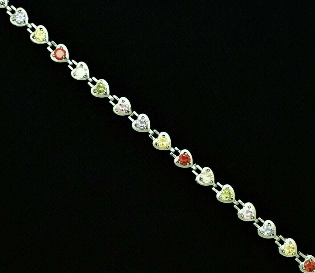 Gem Heart Multicolor Tennis Bracelet
