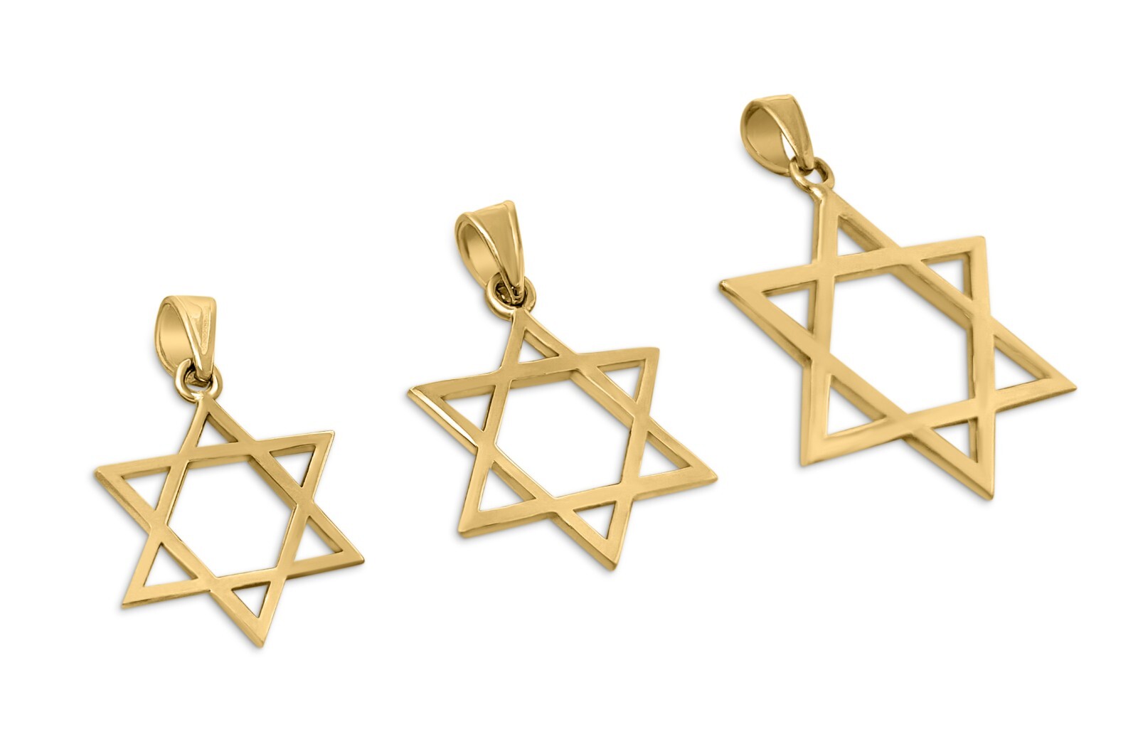 Solid 18K Yellow Gold Star of David Pendant Gold Magen David Pendant, 3 Sizes
