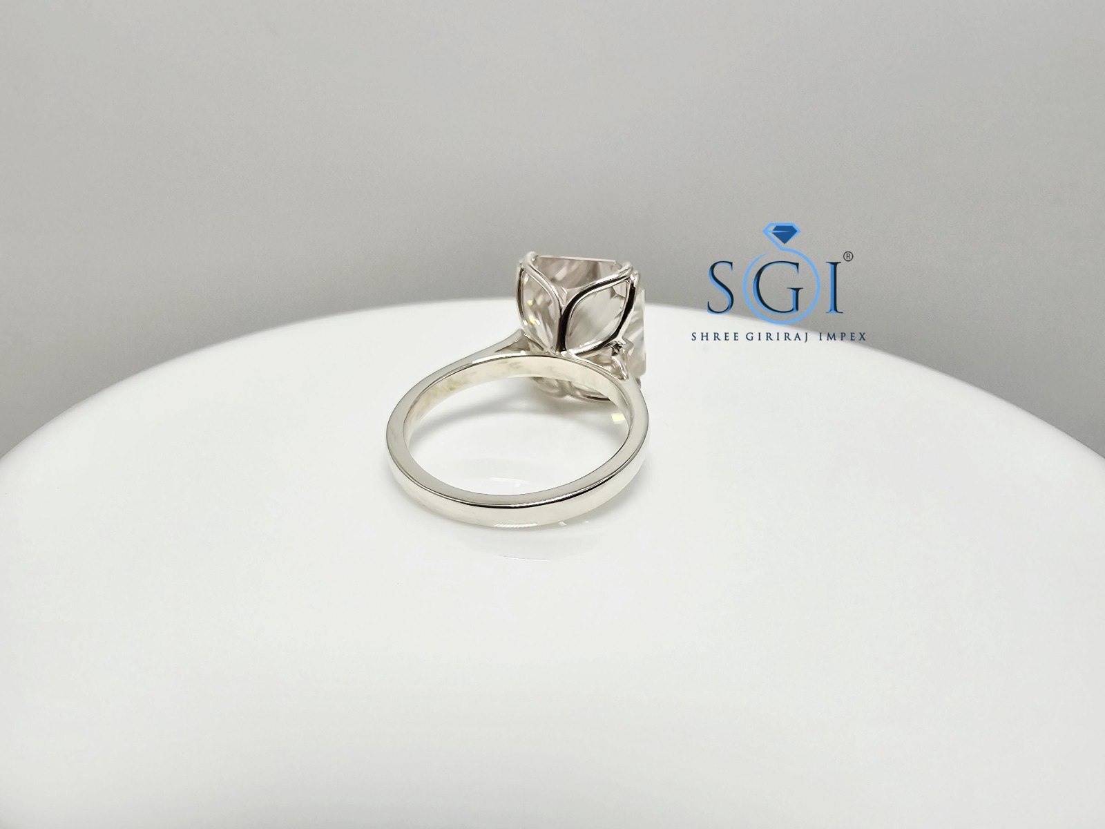 9.75CT Light Pink Radiant Moissanite Ring Sterling Silver Solitaire Jewelry
