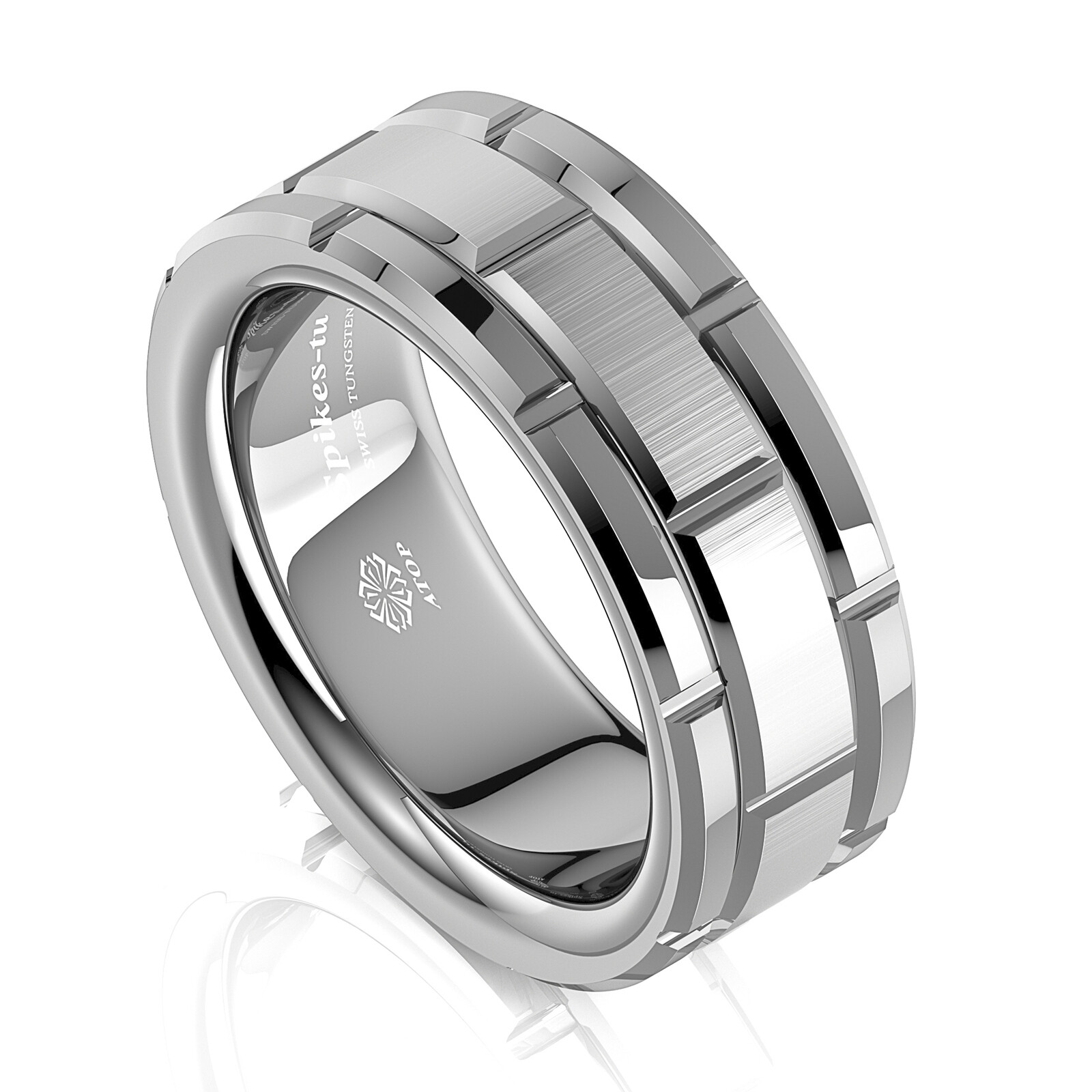 8mm Men’s Tungsten Carbide Ring Silver Wedding Band Brick Pattern Size 6-13 ATOP