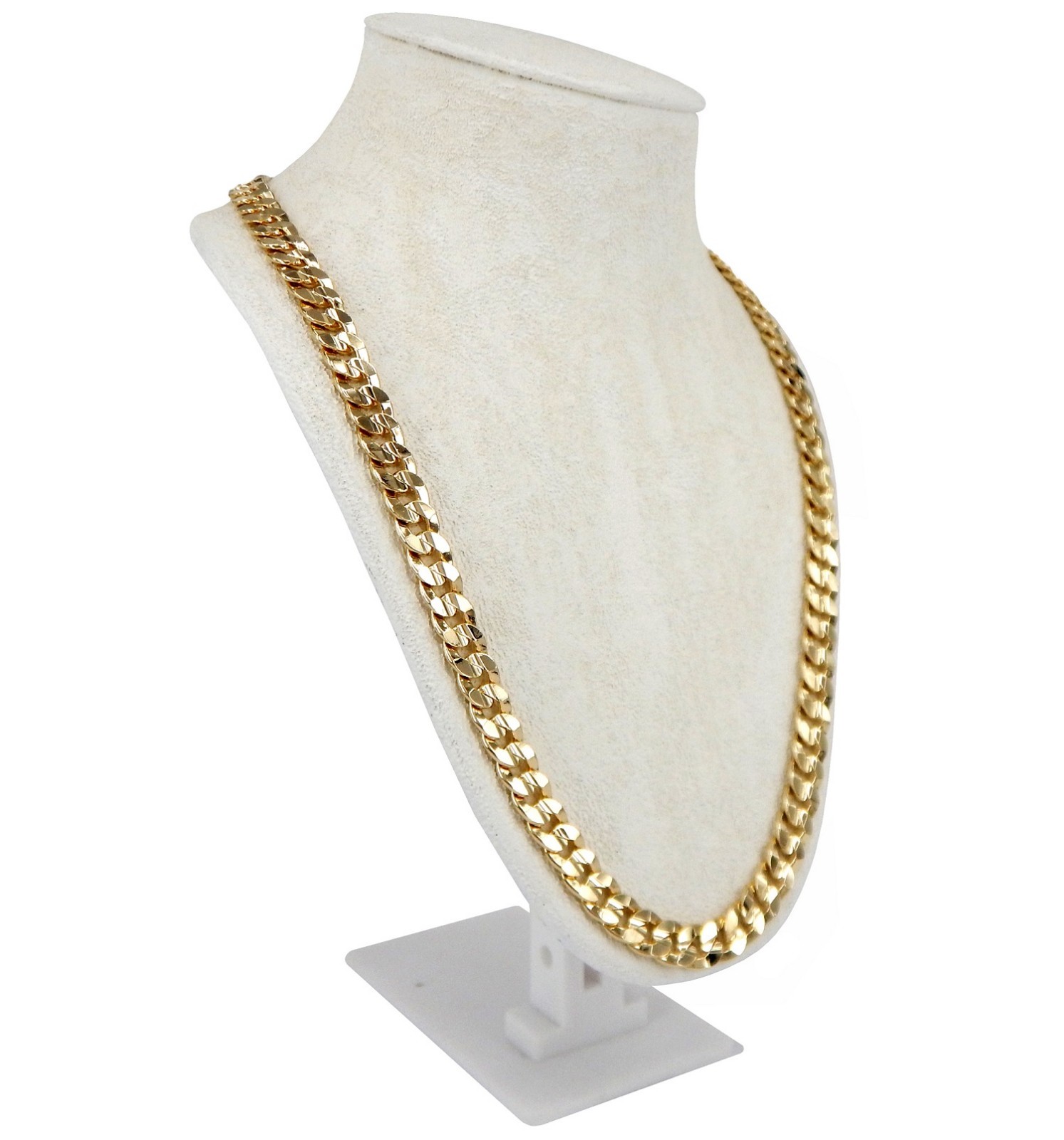 Men’s 10mm Concave Cuban link Chain 20″ 24″ 30″ inch Necklace 14k Gold Plated