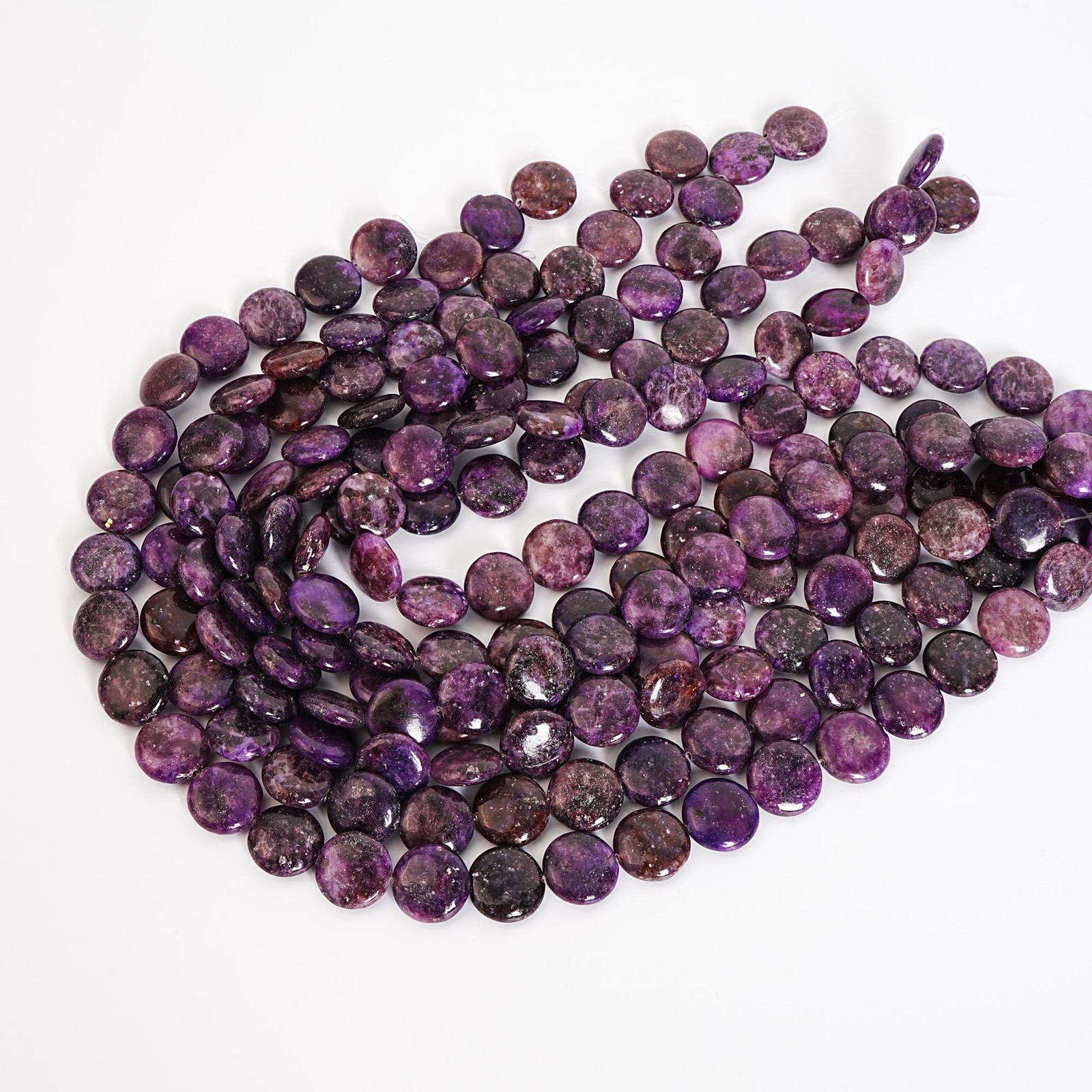 AAA Lepidolite Smooth Purple Round Gemstone Beads 16X5MM Full Strand 15″