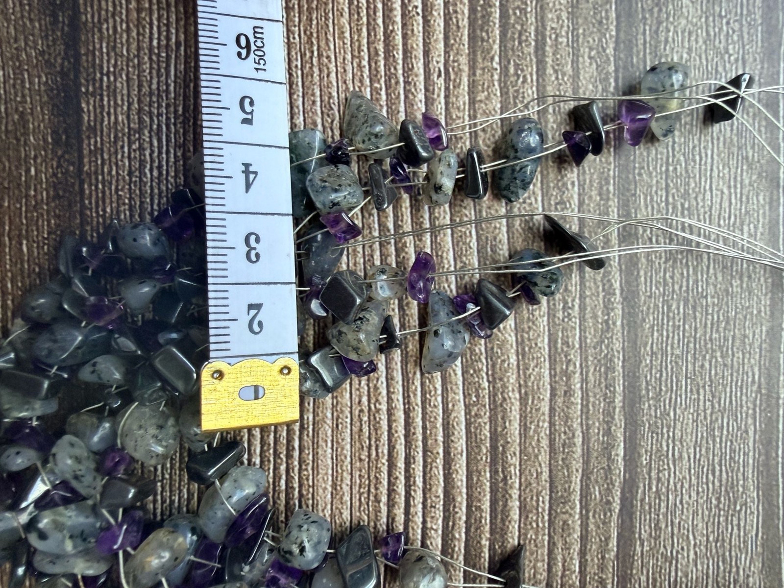 Multi-Strand Gemstone Chip Necklace with Amethyst and Labradorite