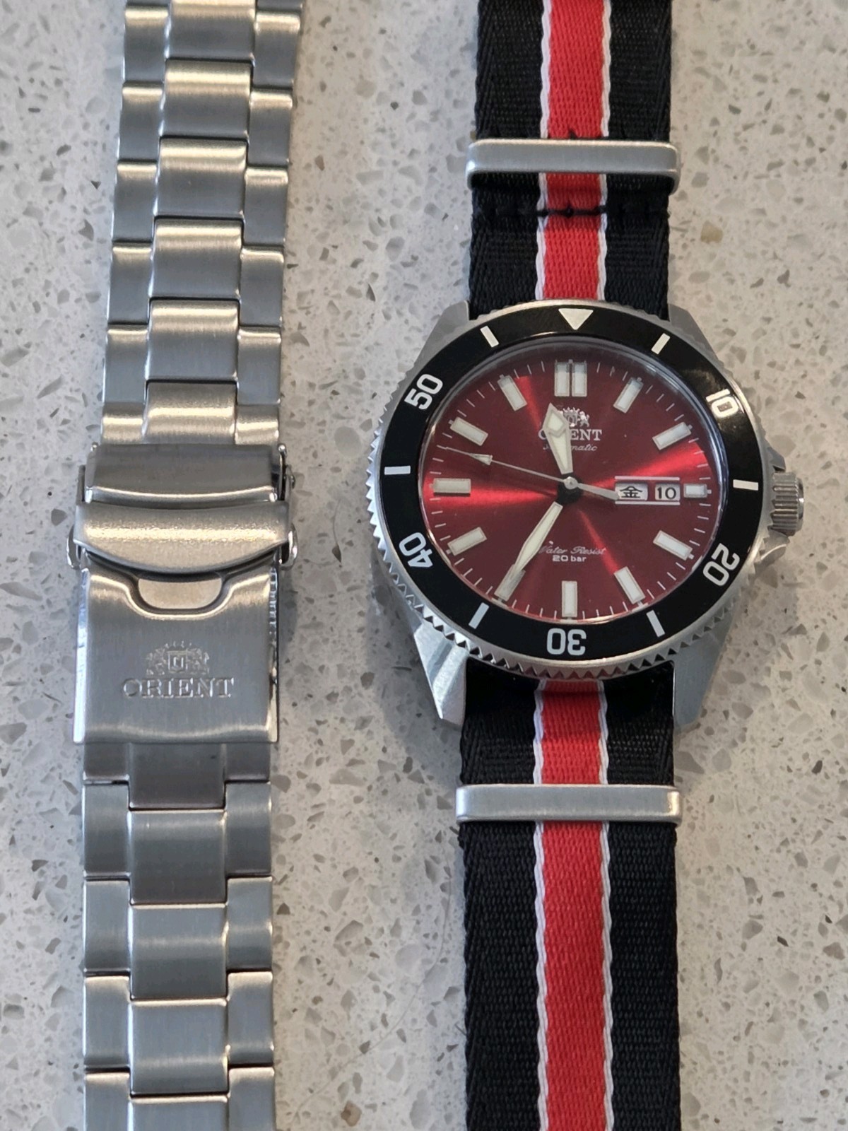 Orient Kanno RN-AA0915R Red Automatic Diver F6922 44mm Full Bracelet Box